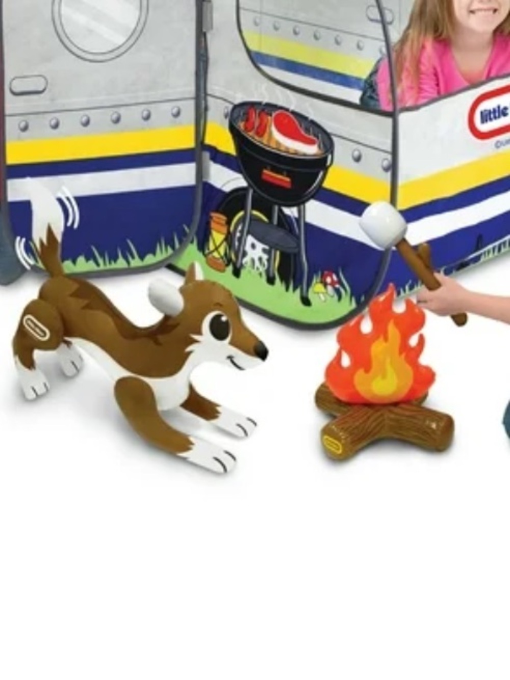 Little Tikes Inflatable Camp Fire Dog Fox Toy Rare